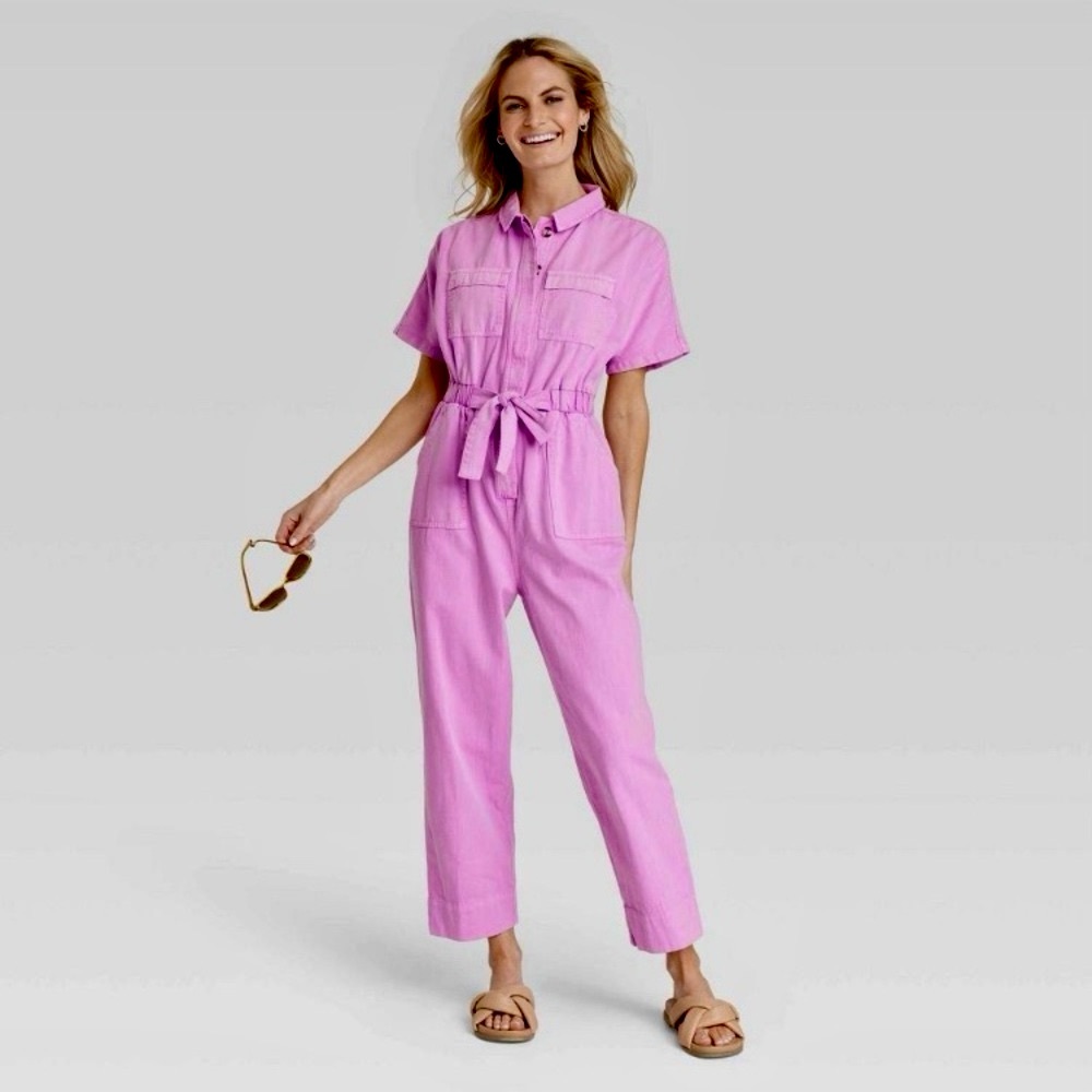 Universal Thread Short Sleeve Pink Button Front Boilersuit/Jumpsuit, Sz 2